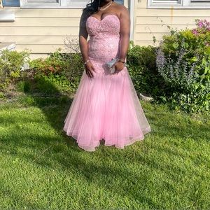 Light Pink Strapless Mermaid Corset Top Prom Dress